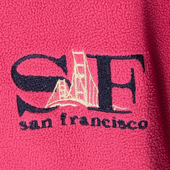USA Made SF San Francisco Embroidered Pink Fleece Jacket XL Full Zip Warm Cozy - Picture 2 of 5